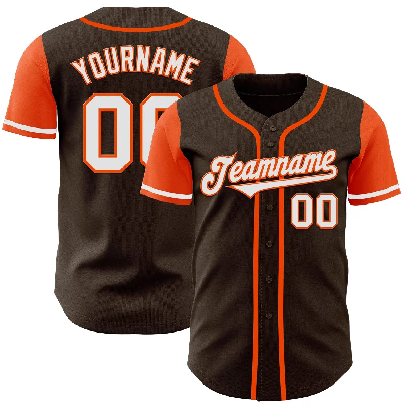 Baseball Jersey for Exclusive Fan Gear-Custom Brown White-Orange Authentic Two Tone Baseball Jersey