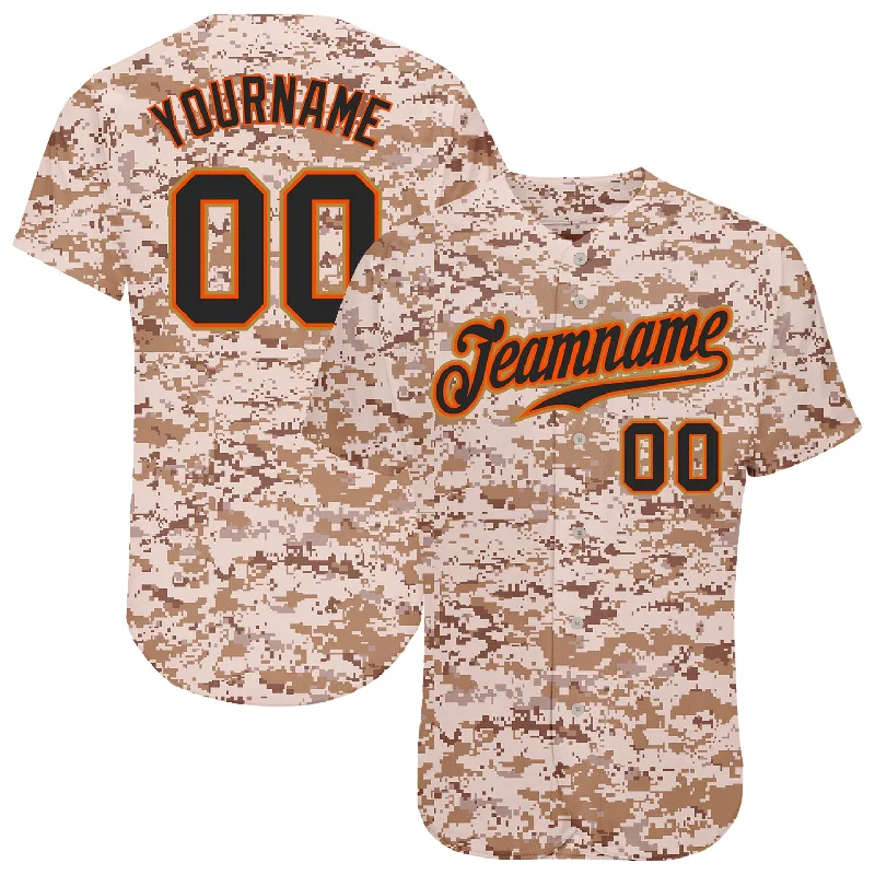 Baseball Jersey for Personalized Baseball Gifts for Fans-Custom Camo Black-Orange Authentic Salute To Service Baseball Jersey