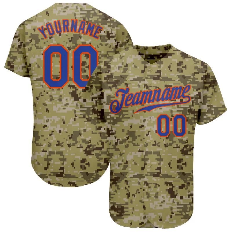 Baseball Jersey for Fan Merchandise for Baseball Events-Custom Camo Royal-Orange Authentic Salute To Service Baseball Jersey