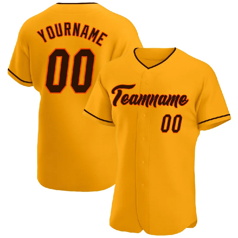 Baseball Jersey for Fundraising Events-Custom Gold Brown-Orange Authentic Baseball Jersey