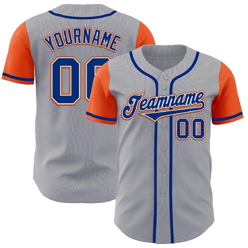 Baseball Jersey for Custom Team Wear for Leagues-Custom Gray Royal-Orange Authentic Two Tone Baseball Jersey