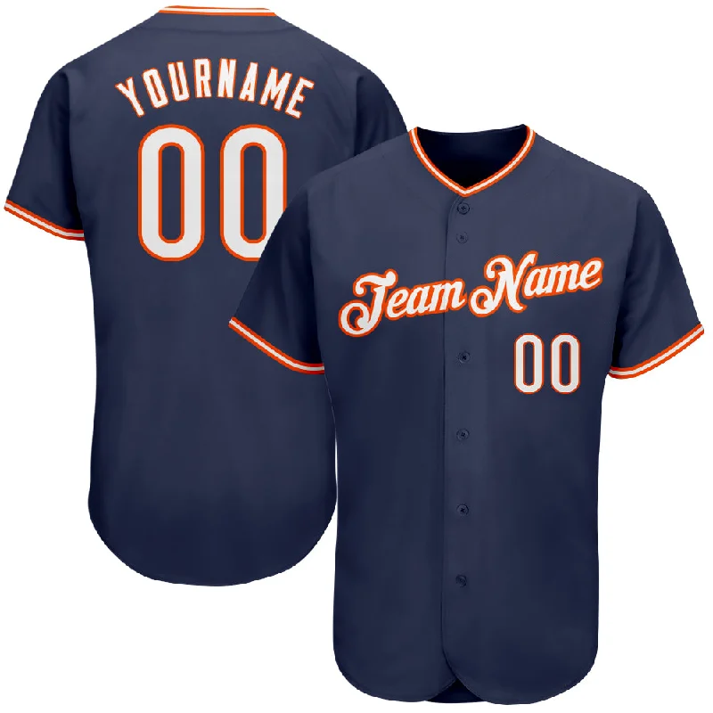 Baseball Jersey for College Baseball Teams-Custom Navy White-Orange Authentic Baseball Jersey