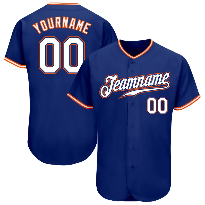 Baseball Jersey for Youth Baseball Apparel-Custom Royal White-Orange Authentic Baseball Jersey