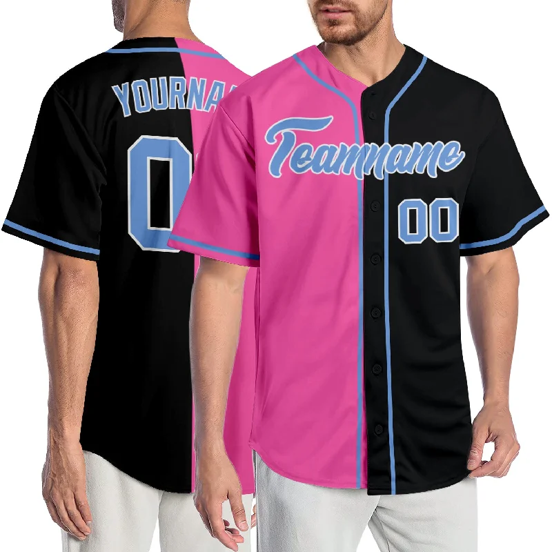 Baseball Jersey for Local Baseball Tournaments-Custom Black Light Blue-Pink Authentic Split Fashion Baseball Jersey