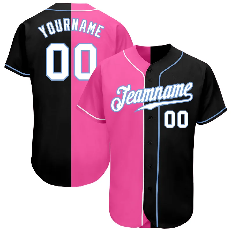 Baseball Jersey for Collector’s Baseball Jerseys-Custom Black White-Pink Authentic Split Fashion Baseball Jersey