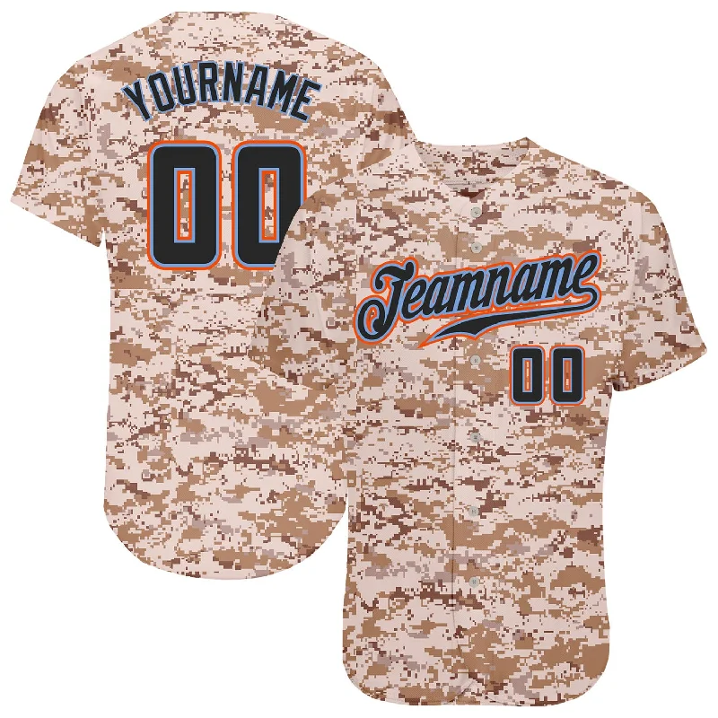 Baseball Jersey for Fun Baseball Group Apparel-Custom Camo Black-Powder Blue Authentic Salute To Service Baseball Jersey