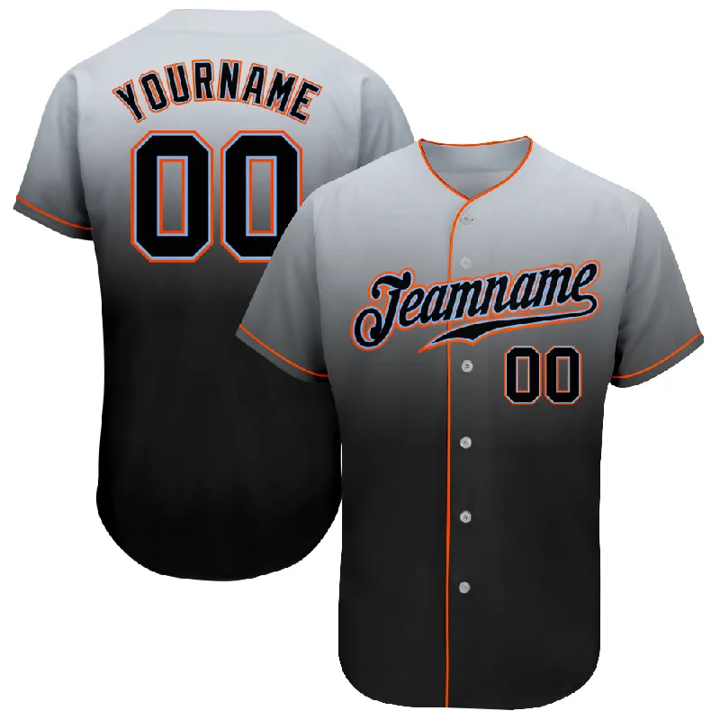 Baseball Jersey for Custom Fan Gear-Custom Gray Black-Powder Blue Authentic Fade Fashion Baseball Jersey