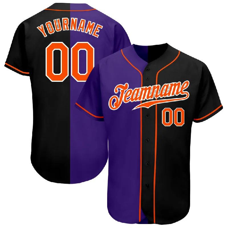 Baseball Jersey for Fun Baseball Fan Apparel-Custom Black Orange-Purple Authentic Split Fashion Baseball Jersey