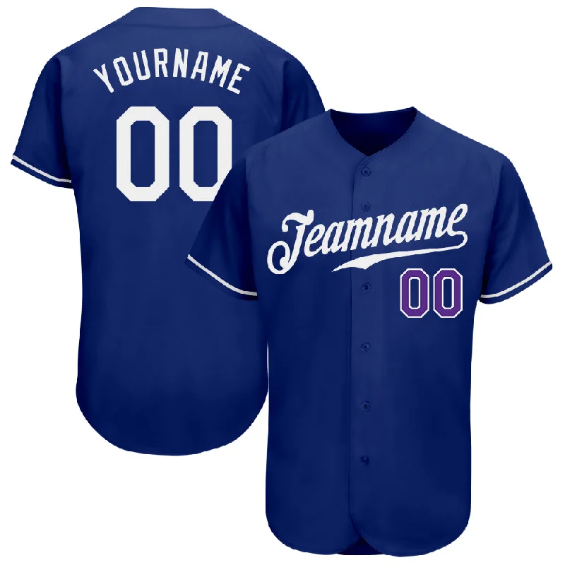 Baseball Jersey for Personalized Player Names-Custom Royal White-Purple Authentic Baseball Jersey