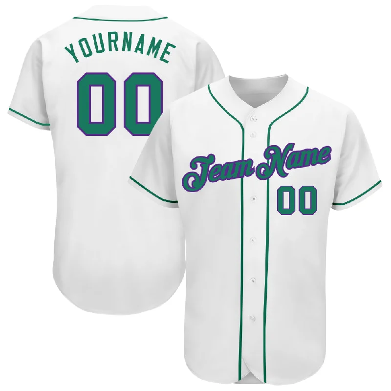 Baseball Jersey for Local School Baseball Teams-Custom White Kelly Green-Purple Authentic Baseball Jersey