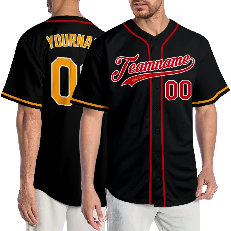 Baseball Jersey for Special Promotions-Custom Black Gold-Red Authentic Baseball Jersey