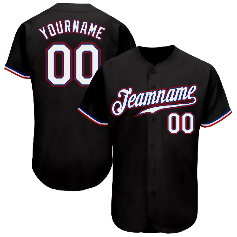 Baseball Jersey for Customized Team Logos-Custom Black White-Red Authentic Baseball Jersey