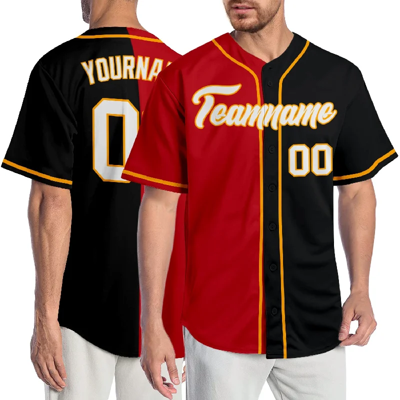 Baseball Jersey for Collector’s Edition Jerseys-Custom Black White-Red Authentic Split Fashion Baseball Jersey