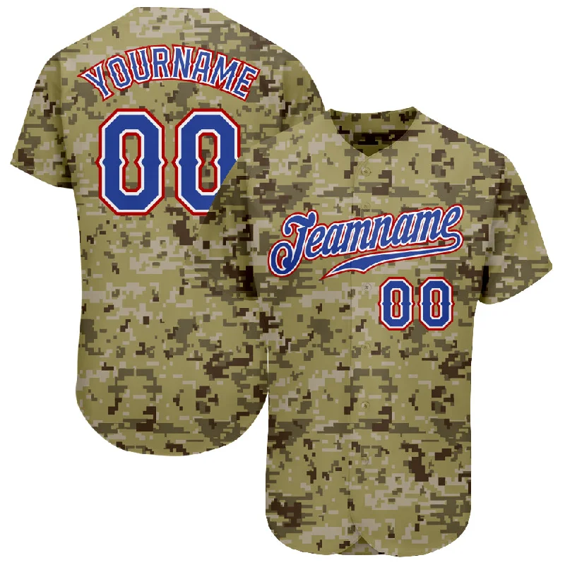 Baseball Jersey for Custom Team Jerseys for Kids-Custom Camo Royal-Red Authentic Salute To Service Baseball Jersey