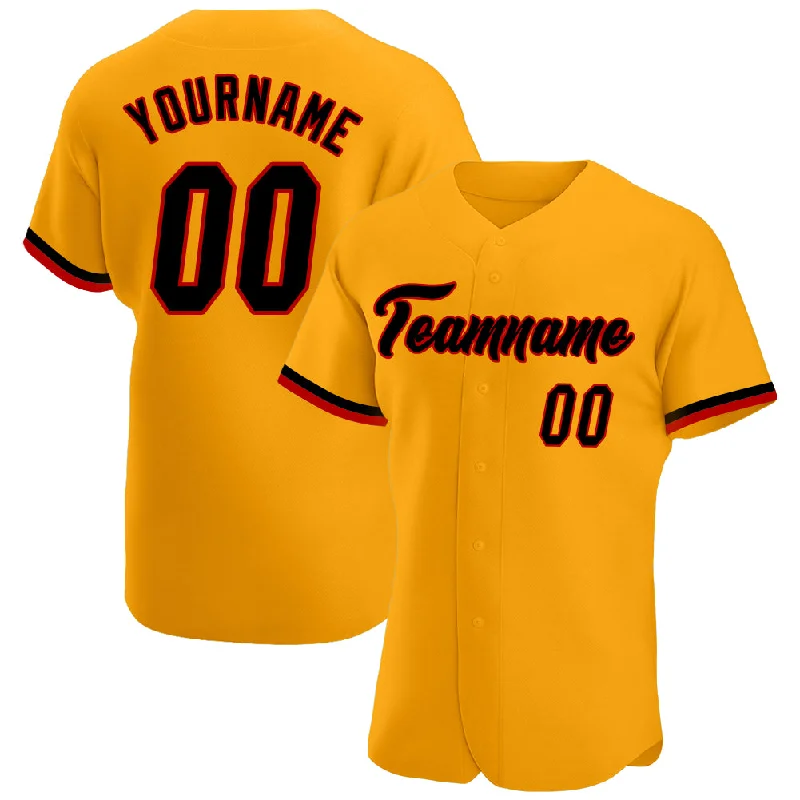 Baseball Jersey for Personalized Team Wear-Custom Gold Black-Red Authentic Baseball Jersey