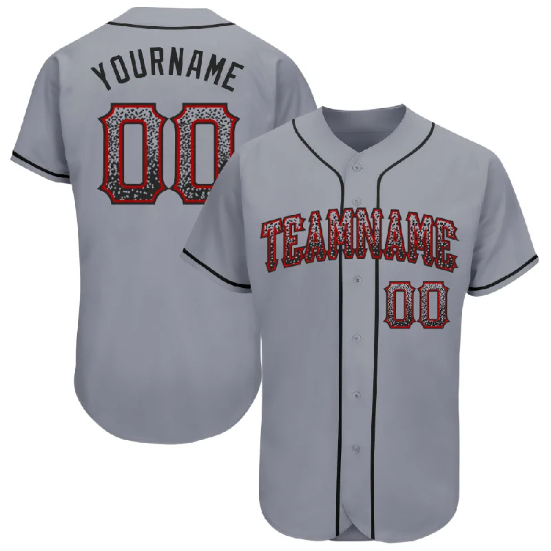 Baseball Jersey for School Spirit Jerseys for Fans-Custom Gray Black-Red Authentic Drift Fashion Baseball Jersey