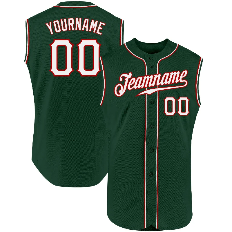 Baseball Jersey for Special Baseball Event Merchandise-Custom Green White-Red Authentic Sleeveless Baseball Jersey