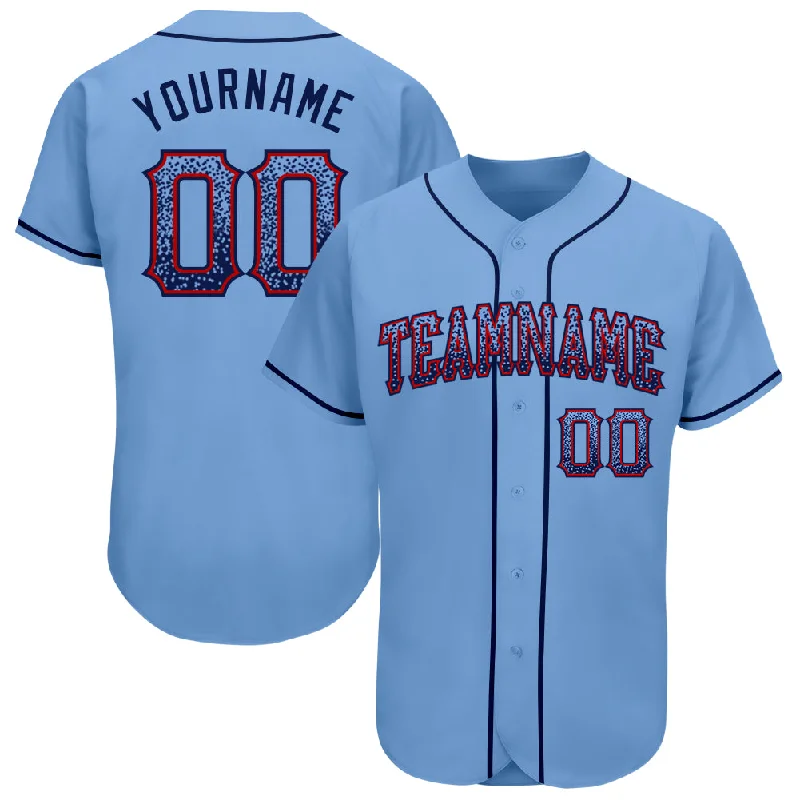 Baseball Jersey for Group Fan Gear for Baseball Games-Custom Light Blue Navy-Red Authentic Drift Fashion Baseball Jersey