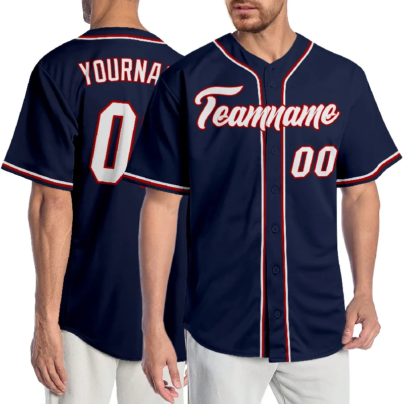 Baseball Jersey for Customized Baseball Apparel-Custom Navy White-Red Authentic Baseball Jersey