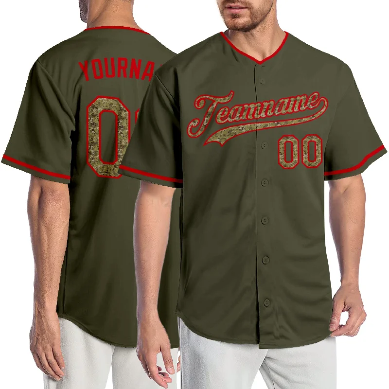 Baseball Jersey for Family Sports Events-Custom Olive Cmao-Red Authentic Salute To Service Baseball Jersey