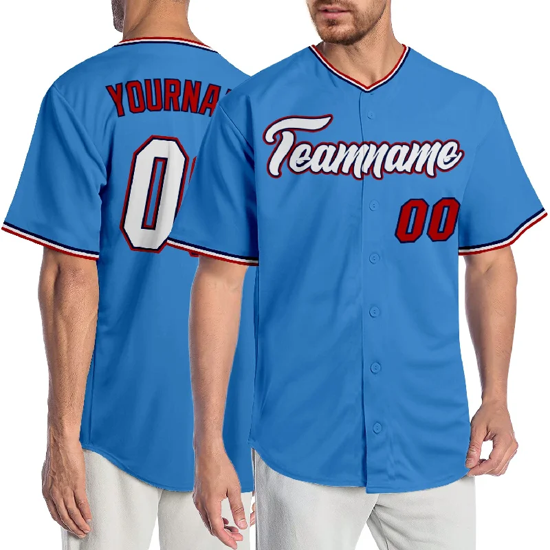 Baseball Jersey for Personalized Jerseys for Schools-Custom Powder Blue White-Red Authentic Baseball Jersey