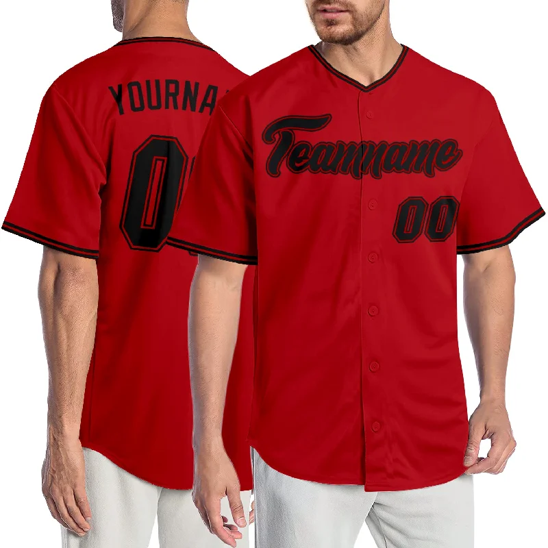 Baseball Jersey for Retro-Inspired Team Gear-Custom Red Black-Red Authentic Baseball Jersey