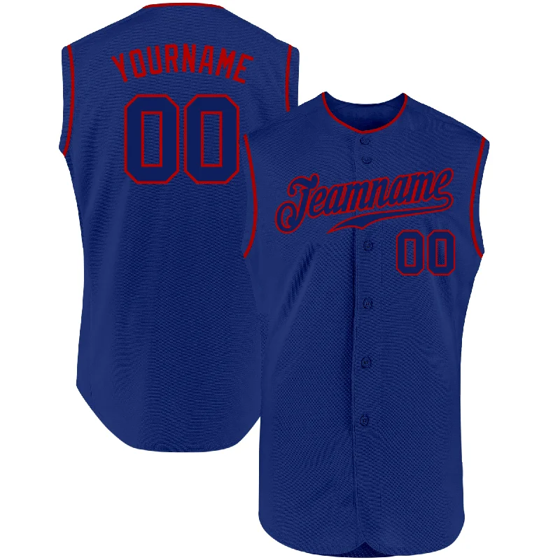 Baseball Jersey for Gift Ideas for Baseball Fans-Custom Royal Royal-Red Authentic Sleeveless Baseball Jersey