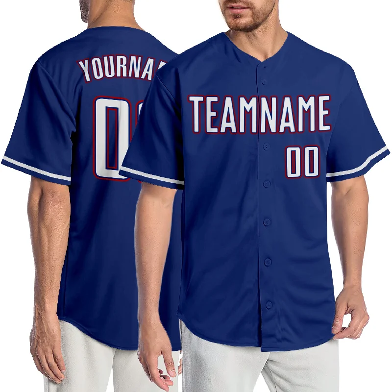 Baseball Jersey for Custom Name Jerseys-Custom Royal White-Red Authentic Baseball Jersey