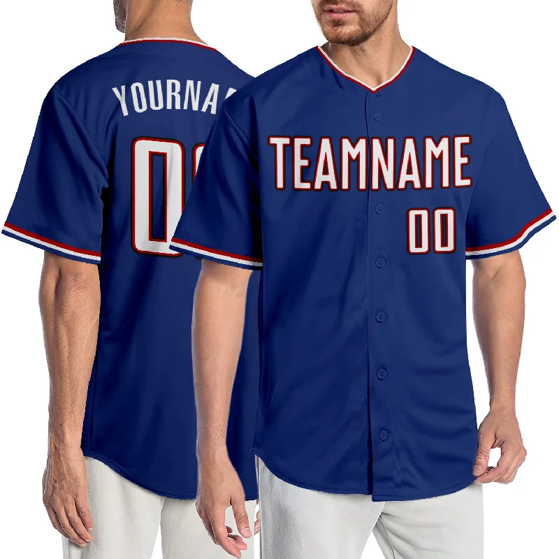 Baseball Jersey for Official Game Day Gear-Custom Royal White-Red Authentic Baseball Jersey