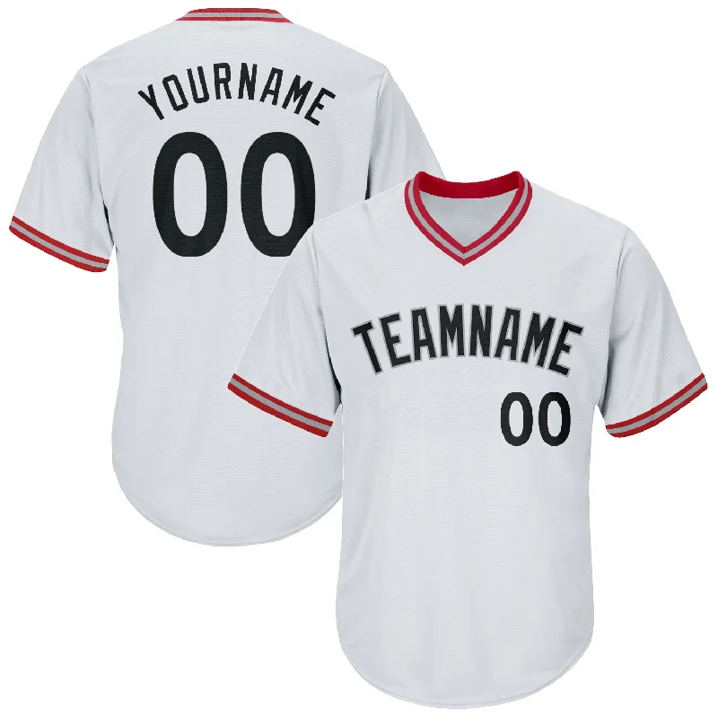 Baseball Jersey for Collector Baseball Jerseys-Custom White Black-Red Authentic Throwback Rib-Knit Baseball Jersey Shirt