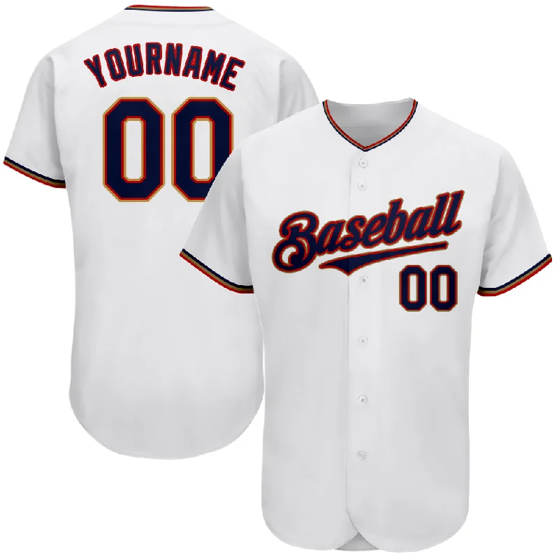 Baseball Jersey for Special Edition Baseball Jerseys-Custom White Navy-Red Authentic Baseball Jersey