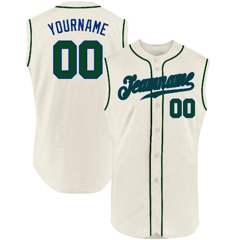 Baseball Jersey for Group Sports Jerseys-Custom Cream Green-Royal Authentic Sleeveless Baseball Jersey