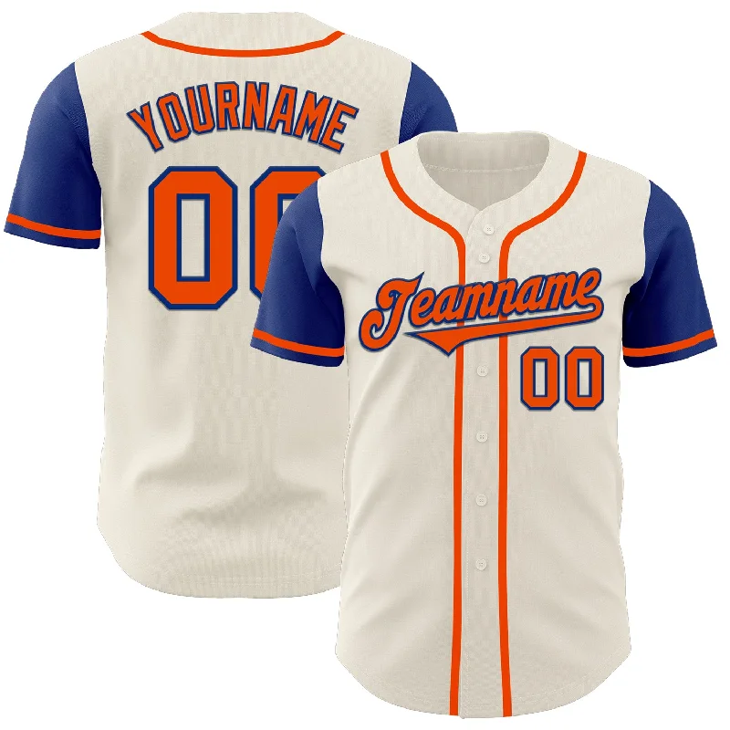 Baseball Jersey for Official Team Jerseys-Custom Cream Orange-Royal Authentic Two Tone Baseball Jersey