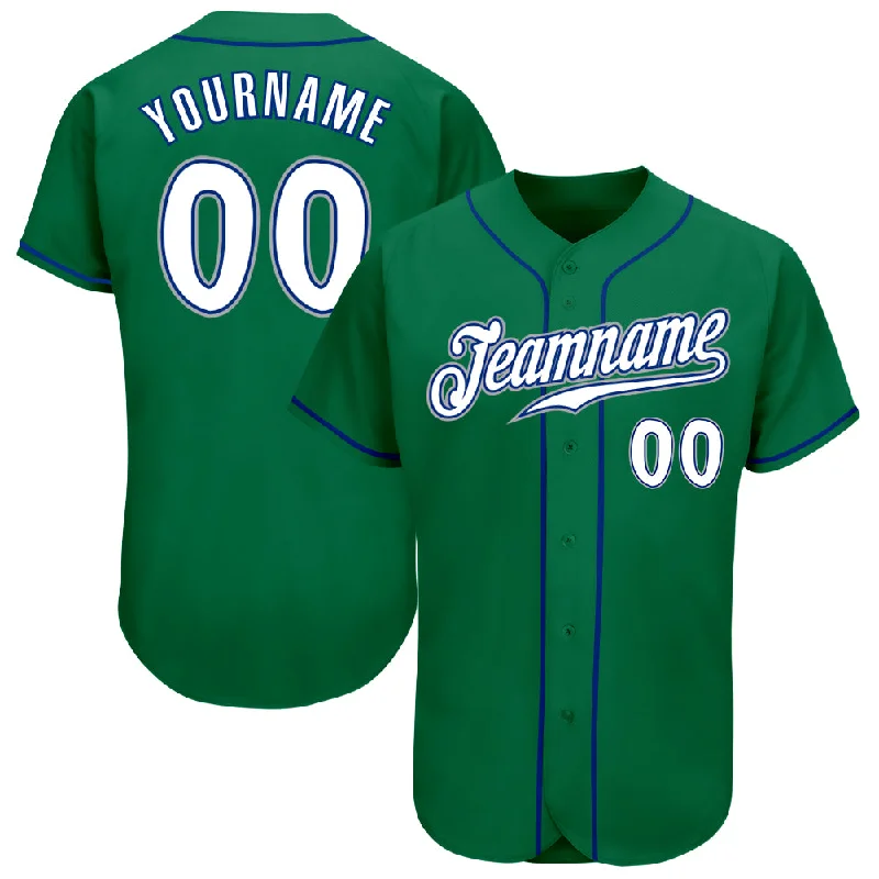 Baseball Jersey for Custom Team Apparel for Schools-Custom Kelly Green White-Royal Authentic Baseball Jersey