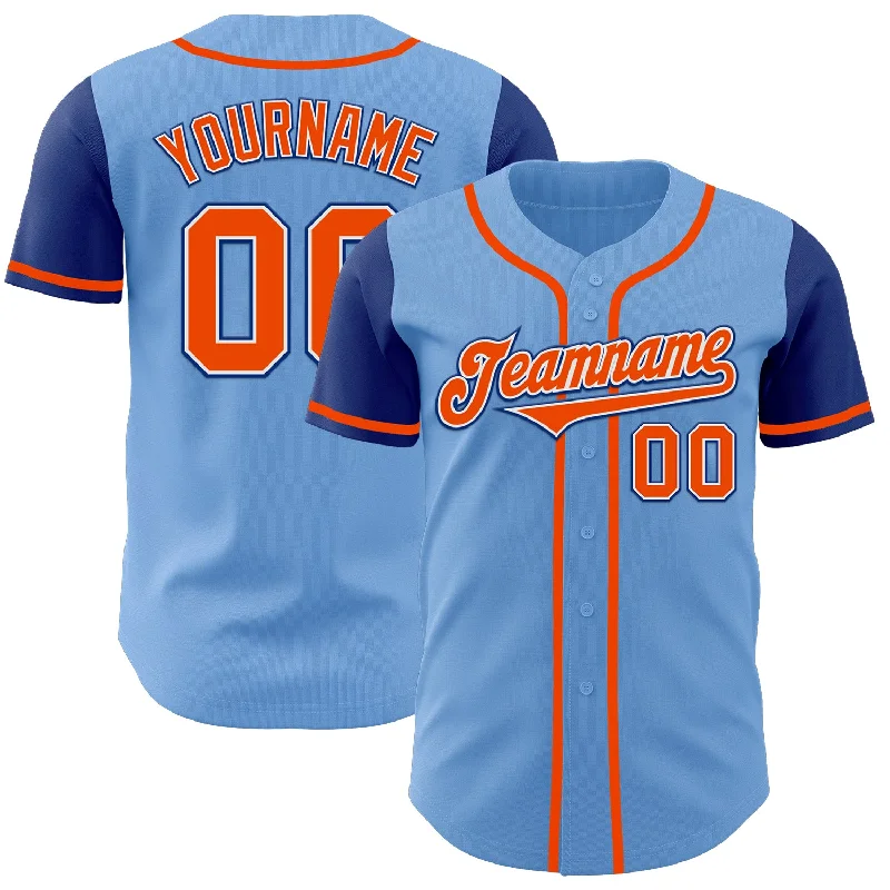 Baseball Jersey for Personalized Fan Gifts-Custom Light Blue Orange-Royal Authentic Two Tone Baseball Jersey