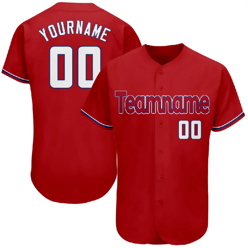 Baseball Jersey for Personalized Baseball Jerseys for Teams-Custom Red White-Royal Authentic Baseball Jersey