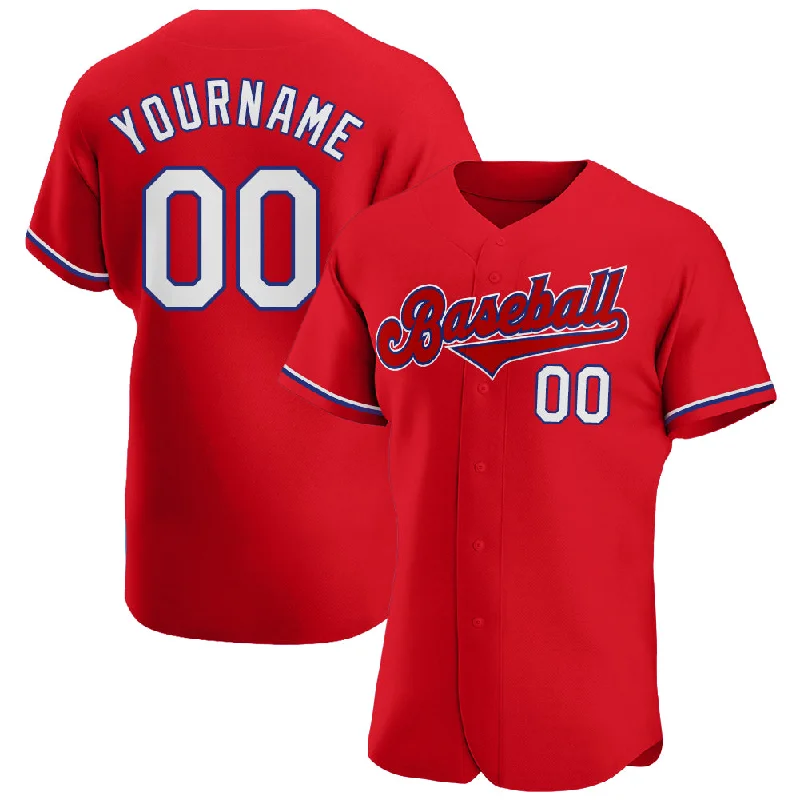 Baseball Jersey for Custom Graphics for Baseball Jerseys-Custom Red White-Royal Authentic Baseball Jersey