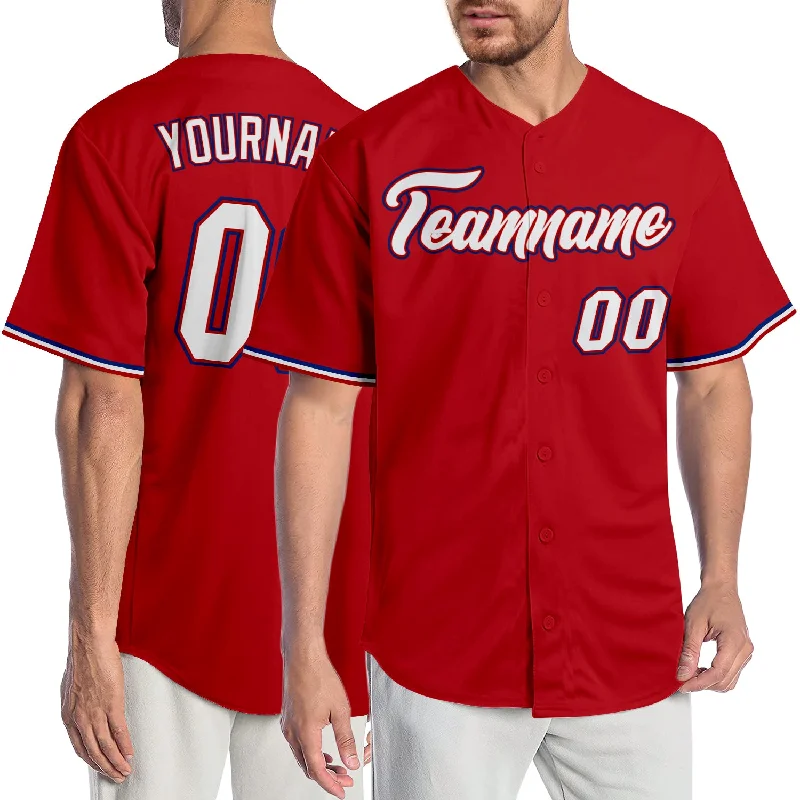 Baseball Jersey for Custom Team Wear for Leagues-Custom Red White-Royal Authentic Baseball Jersey