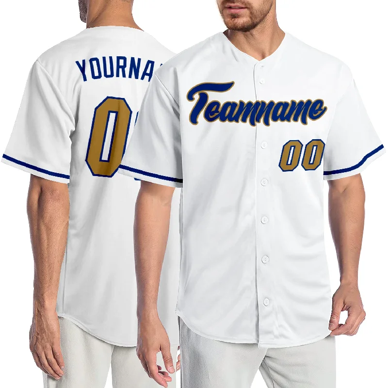 Baseball Jersey for Personalized Fan Gifts-Custom White Old Gold-Royal Authentic Baseball Jersey