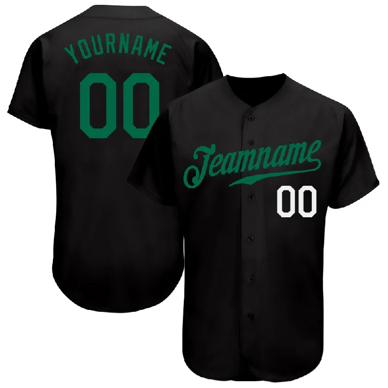 Baseball Jersey for Official League Merchandise-Custom Black Kelly Green-White Authentic Baseball Jersey