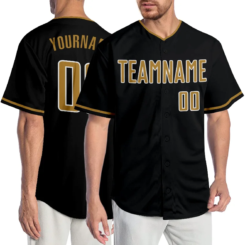 Baseball Jersey for Sports Tournaments-Custom Black Old Gold-White Authentic Baseball Jersey