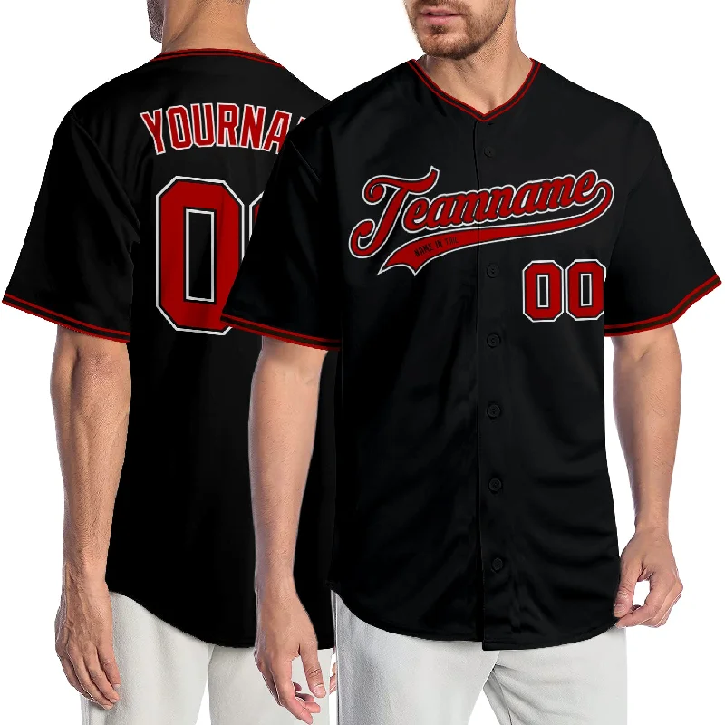 Baseball Jersey for National Baseball Team Gear-Custom Black Red-White Authentic Baseball Jersey