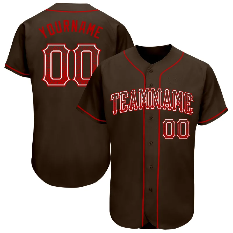 Baseball Jersey for School Baseball Team Jerseys-Custom Brown Red-White Authentic Drift Fashion Baseball Jersey