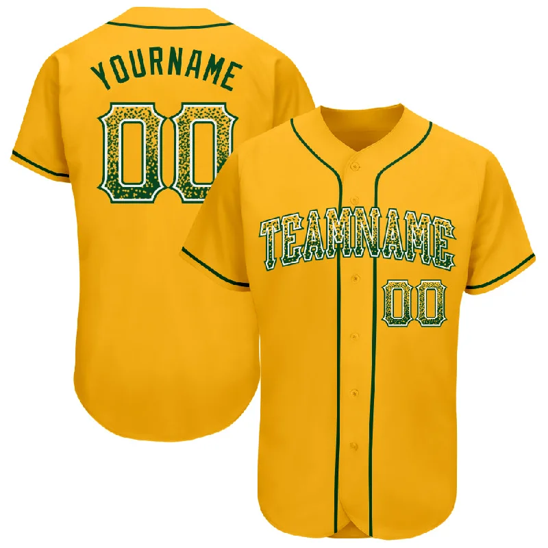 Baseball Jersey for Baseball Jersey Gifts for Players-Custom Gold Green-White Authentic Drift Fashion Baseball Jersey