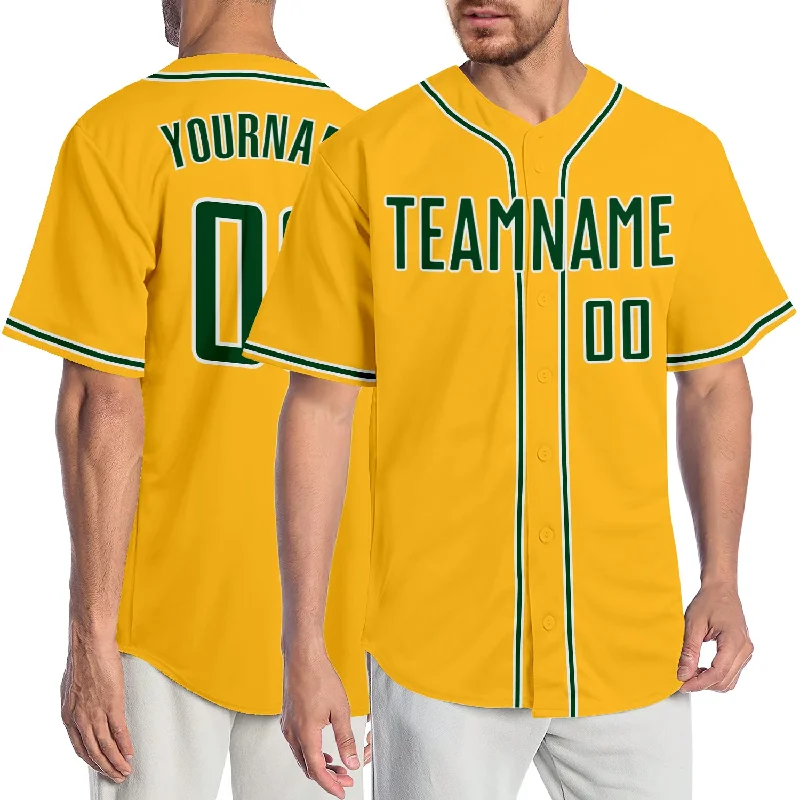 Baseball Jersey for Limited Edition Fan Gear-Custom Gold Green-White Authentic Baseball Jersey