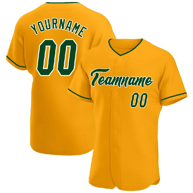 Baseball Jersey for End-of-Season Gifts-Custom Gold Green-White Authentic Baseball Jersey