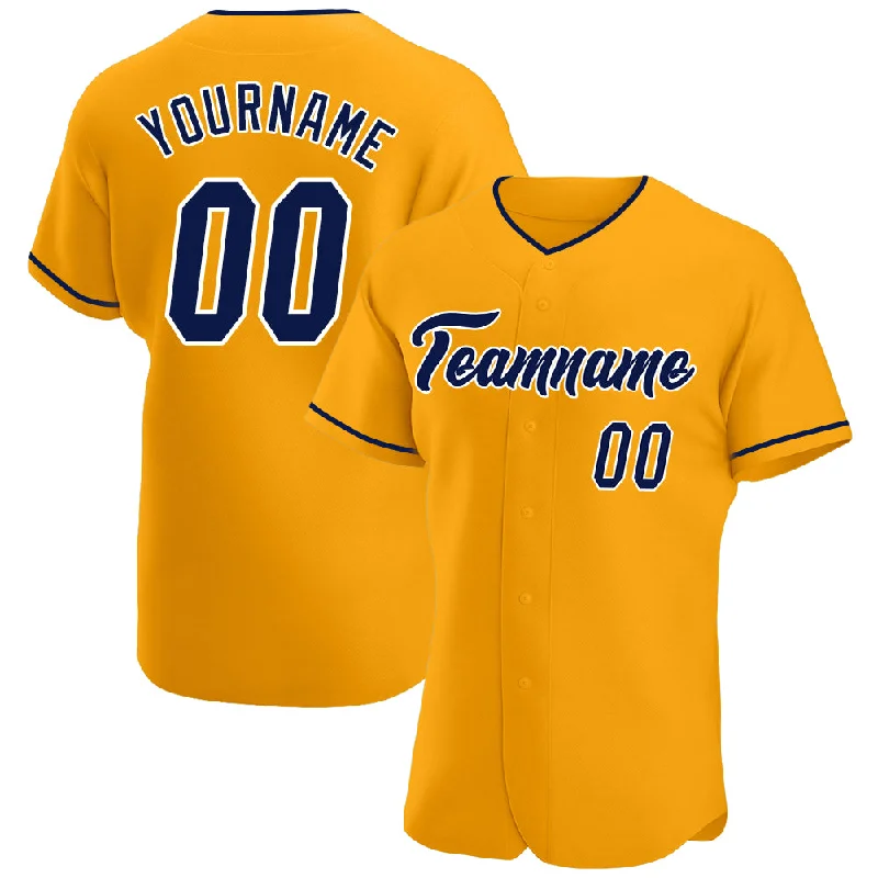 Baseball Jersey for Custom Team Jerseys-Custom Gold Navy-White Authentic Baseball Jersey