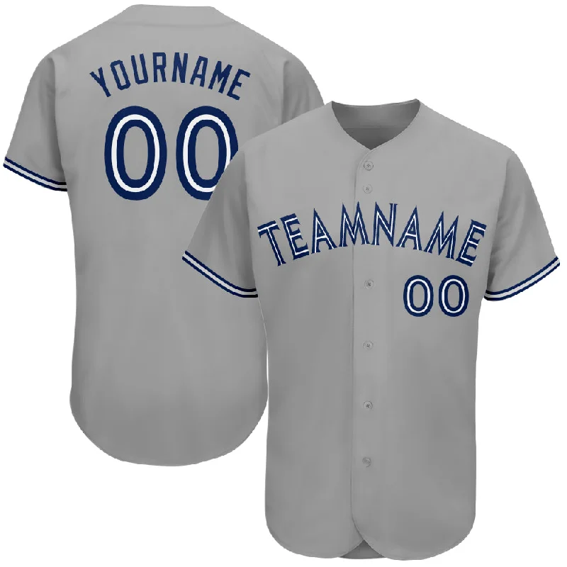 Baseball Jersey for Fundraising Events-Custom Gray Royal-White Authentic Baseball Jersey