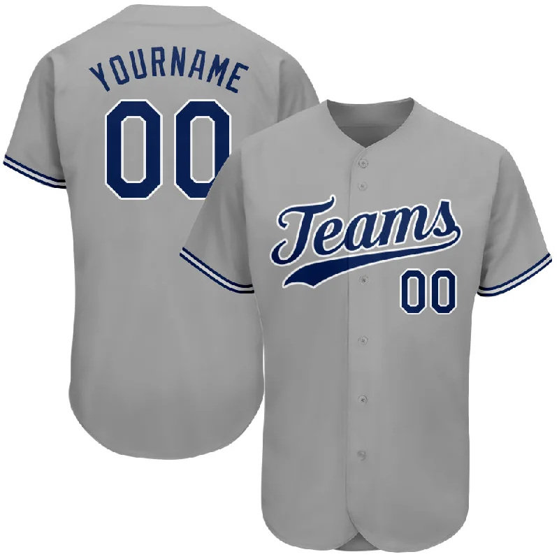 Baseball Jersey for Personalized Team Wear-Custom Gray Royal-White Authentic Baseball Jersey