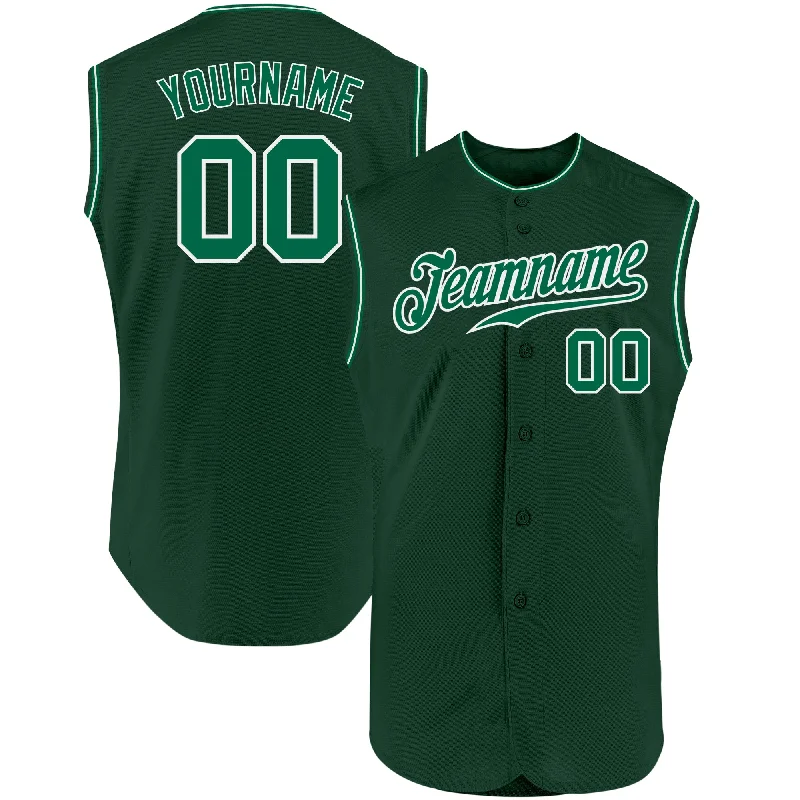 Baseball Jersey for Personalized Jerseys for Events-Custom Green Kelly Green-White Authentic Sleeveless Baseball Jersey